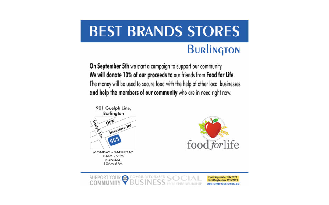 Best Brands Stores Burlington Support Food for Life During Hunger Action Month